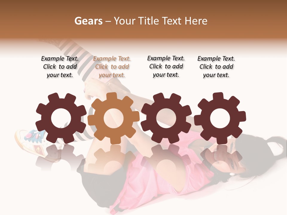 A Woman In A Pink Shirt And Black And White Striped Socks PowerPoint Template