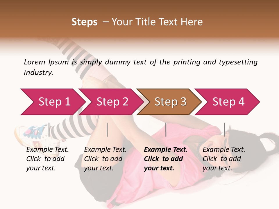 A Woman In A Pink Shirt And Black And White Striped Socks PowerPoint Template