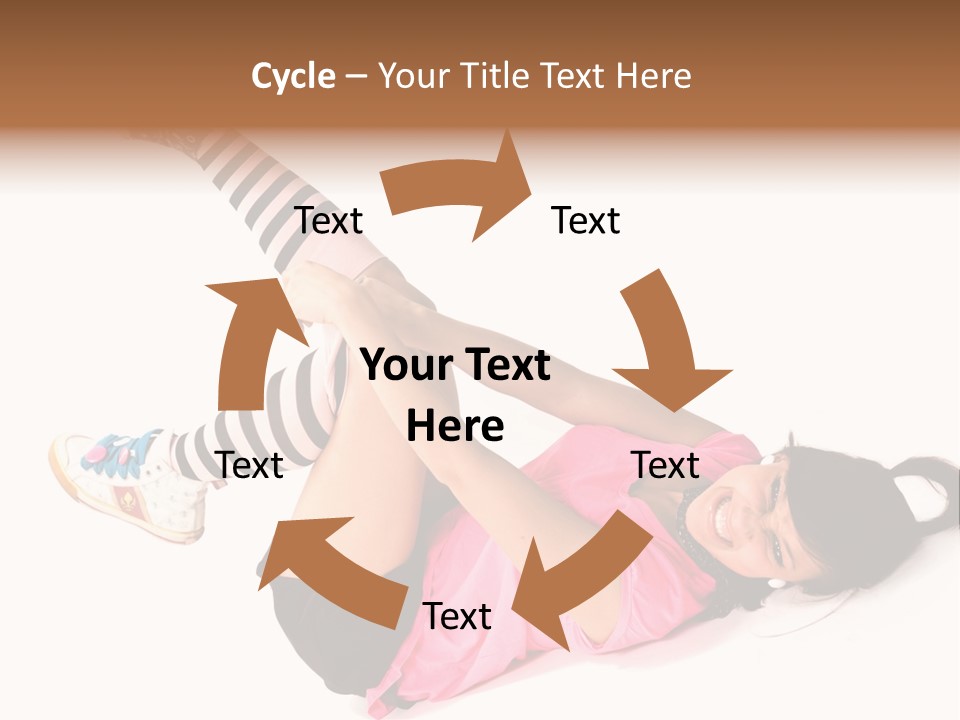 A Woman In A Pink Shirt And Black And White Striped Socks PowerPoint Template