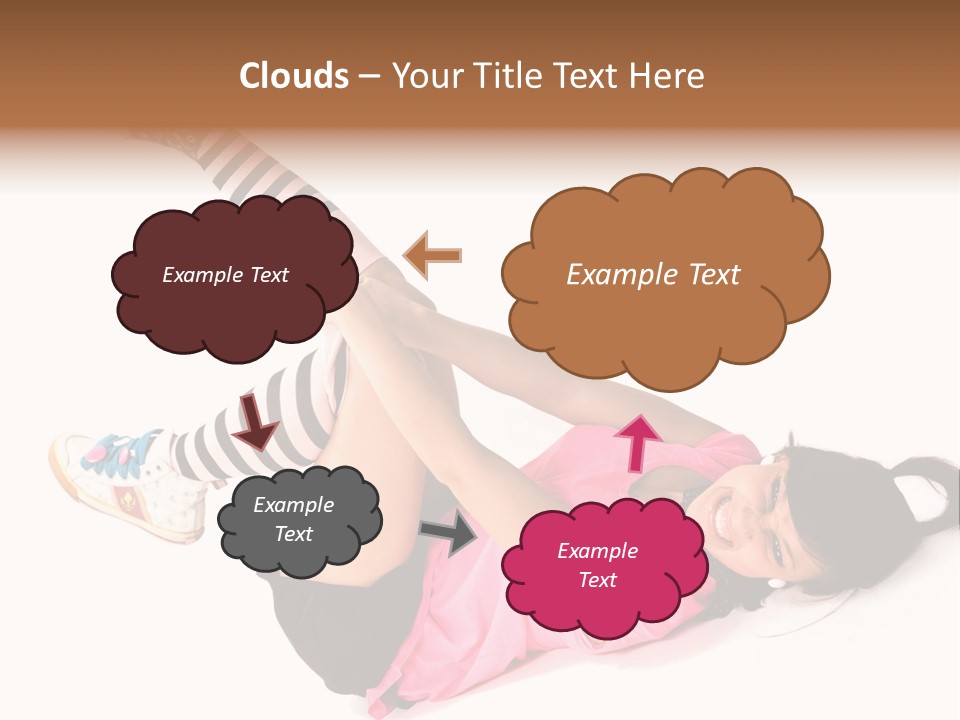 A Woman In A Pink Shirt And Black And White Striped Socks PowerPoint Template