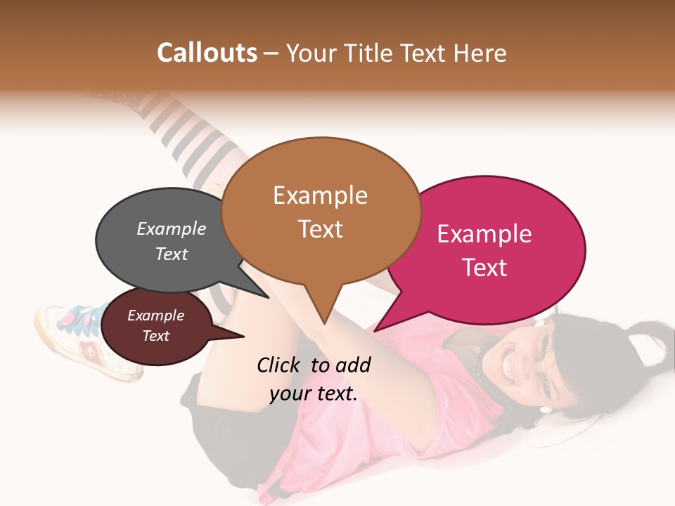 A Woman In A Pink Shirt And Black And White Striped Socks PowerPoint Template