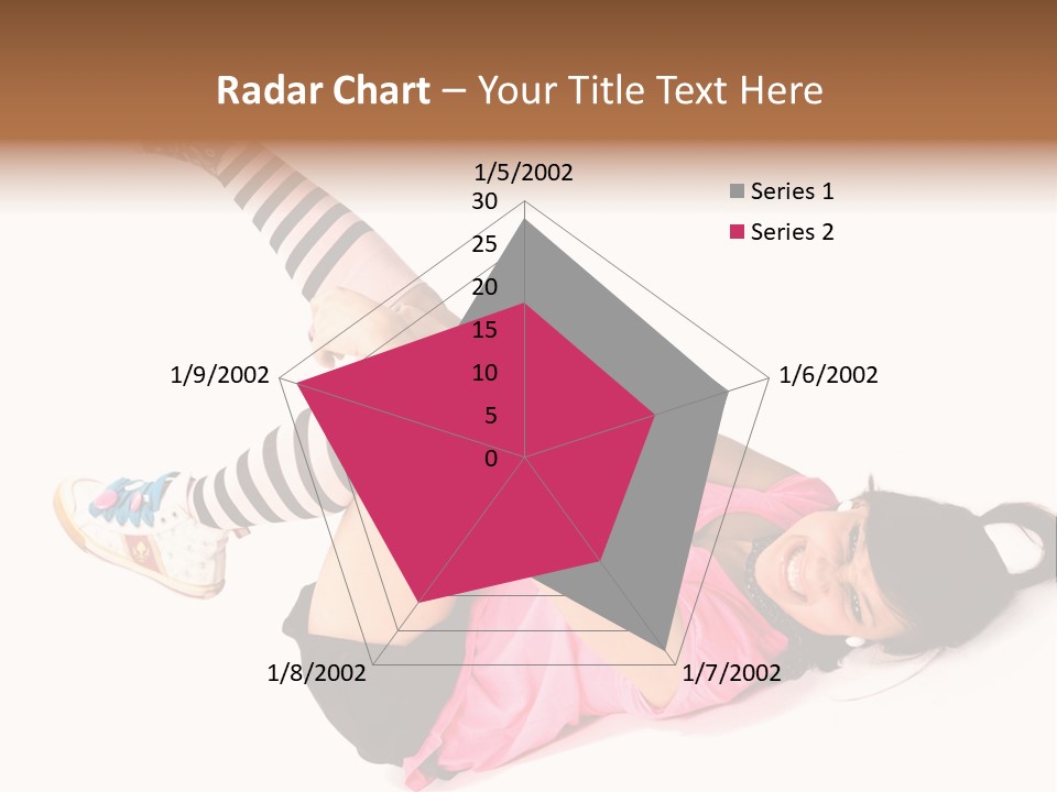 A Woman In A Pink Shirt And Black And White Striped Socks PowerPoint Template