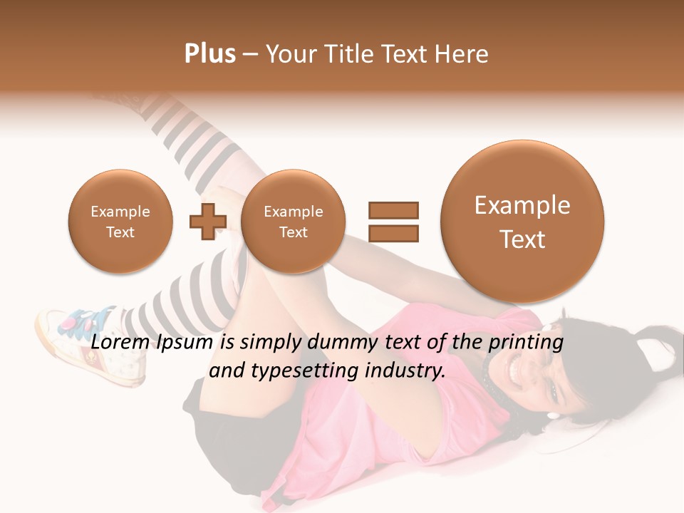 A Woman In A Pink Shirt And Black And White Striped Socks PowerPoint Template