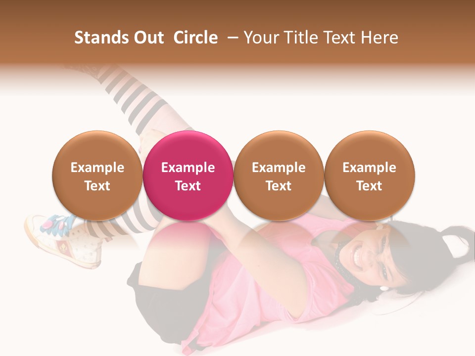 A Woman In A Pink Shirt And Black And White Striped Socks PowerPoint Template