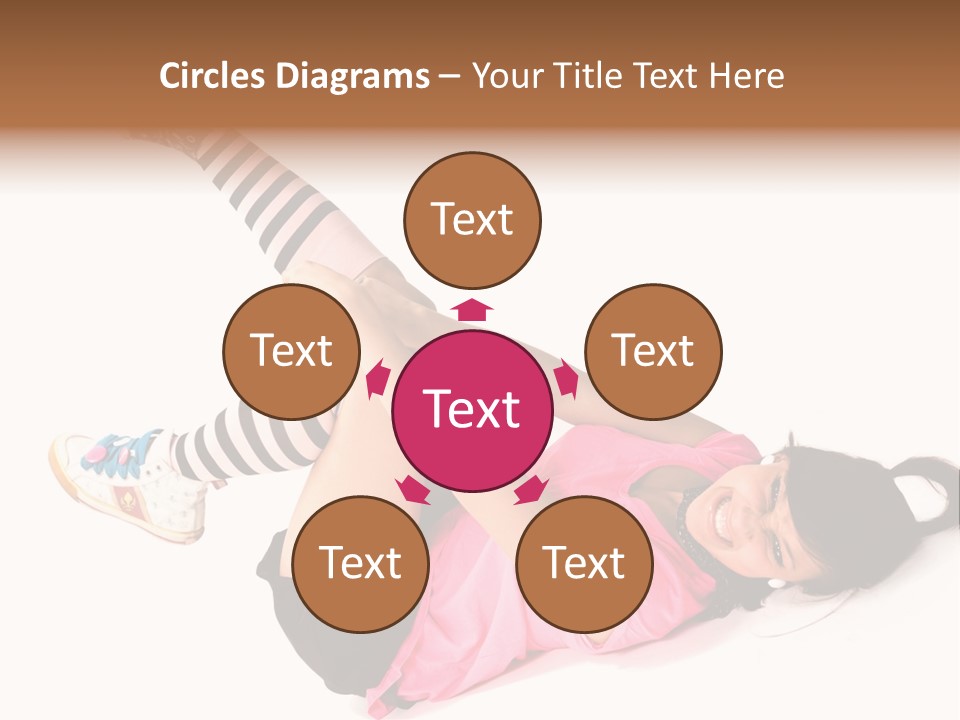 A Woman In A Pink Shirt And Black And White Striped Socks PowerPoint Template