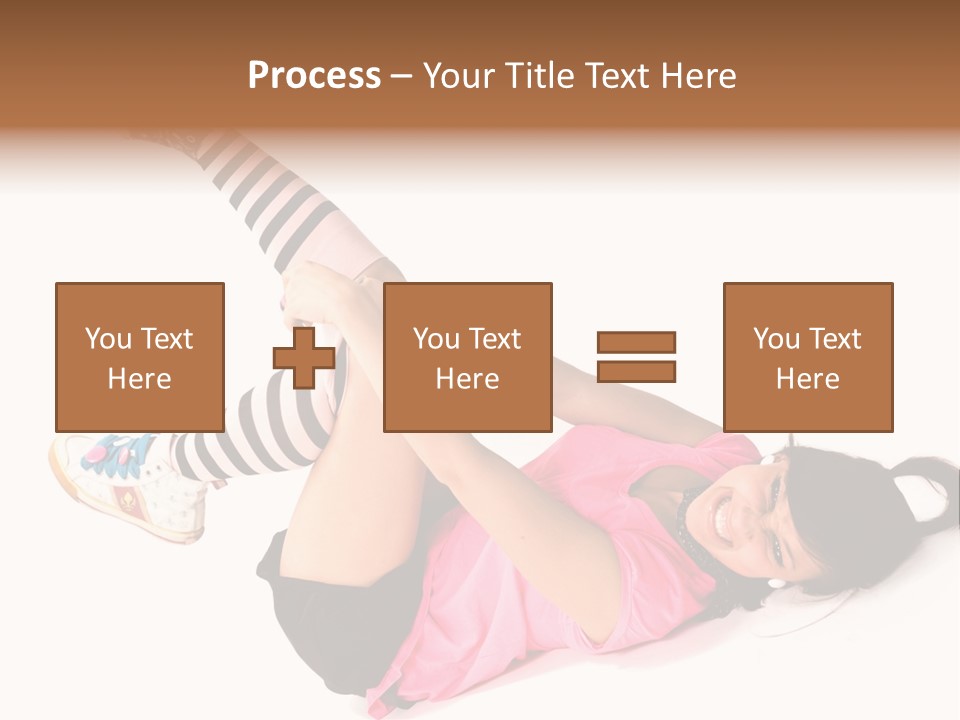 A Woman In A Pink Shirt And Black And White Striped Socks PowerPoint Template