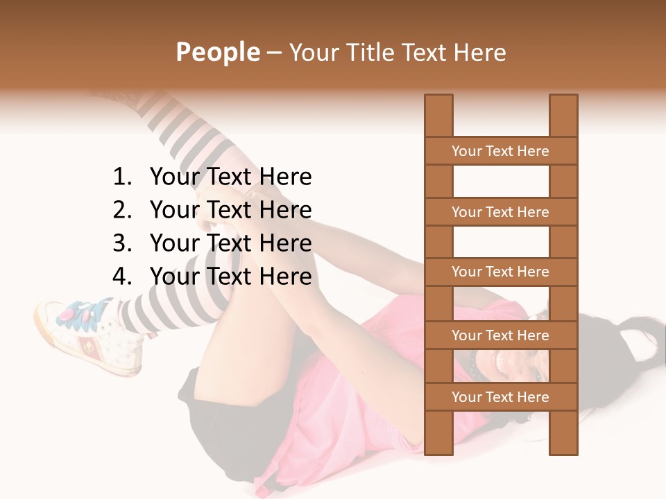 A Woman In A Pink Shirt And Black And White Striped Socks PowerPoint Template