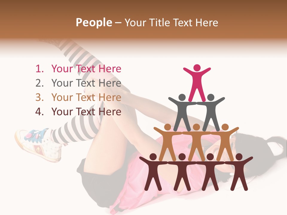 A Woman In A Pink Shirt And Black And White Striped Socks PowerPoint Template