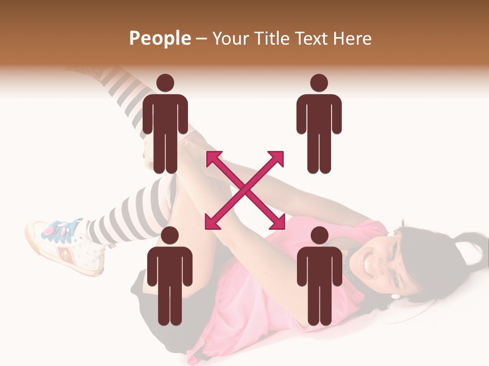 A Woman In A Pink Shirt And Black And White Striped Socks PowerPoint Template