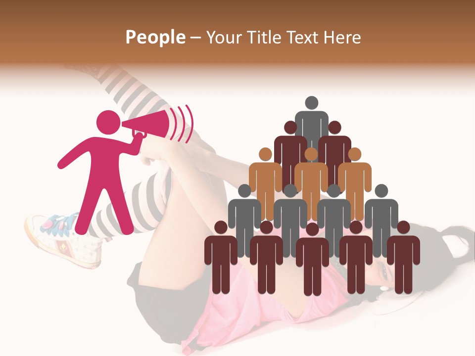 A Woman In A Pink Shirt And Black And White Striped Socks PowerPoint Template