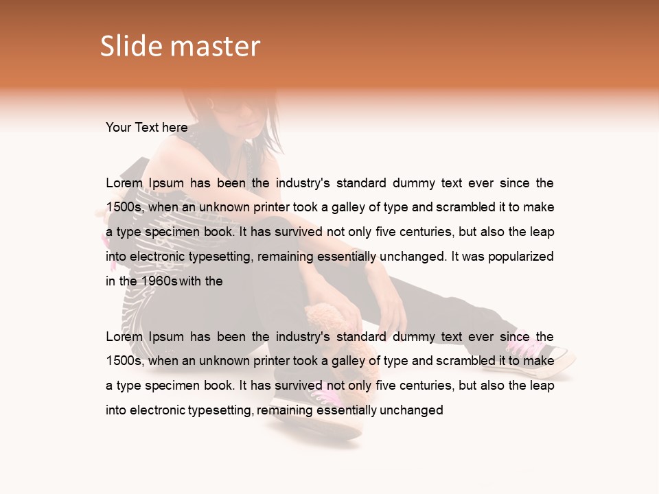 A Woman Sitting On The Floor With A Teddy Bear PowerPoint Template