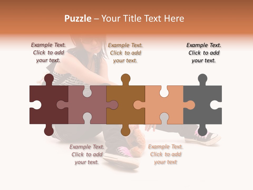 A Woman Sitting On The Floor With A Teddy Bear PowerPoint Template