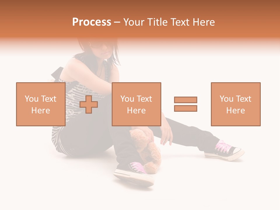 A Woman Sitting On The Floor With A Teddy Bear PowerPoint Template