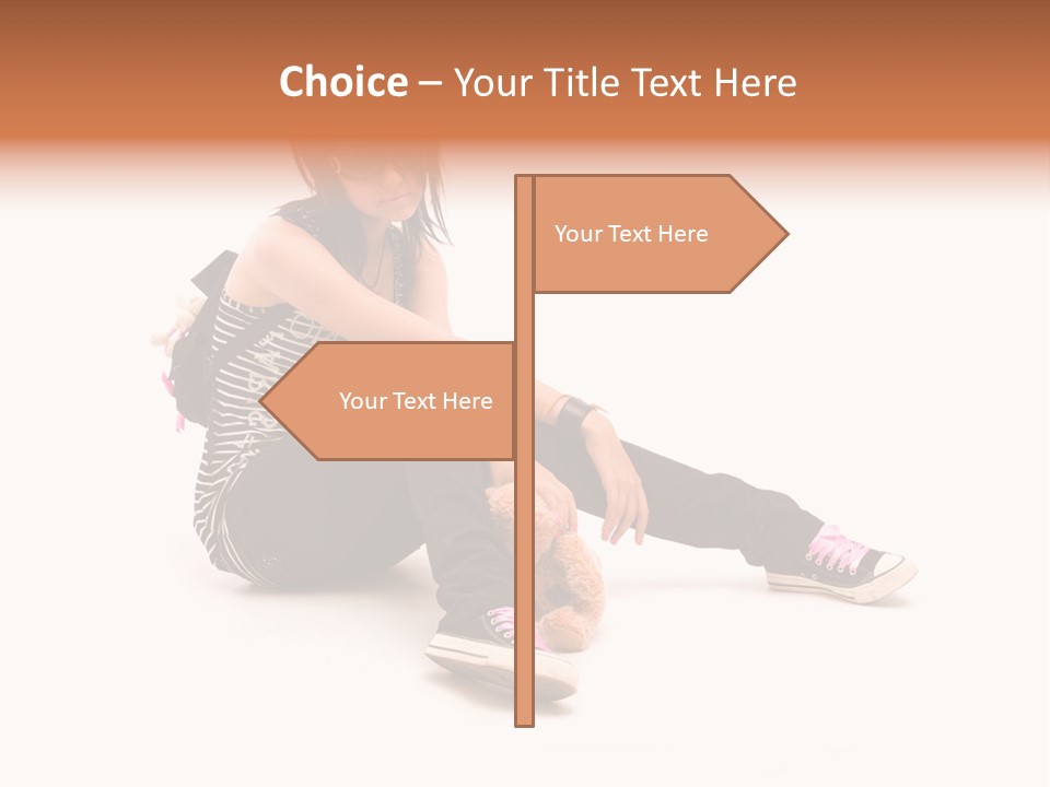 A Woman Sitting On The Floor With A Teddy Bear PowerPoint Template