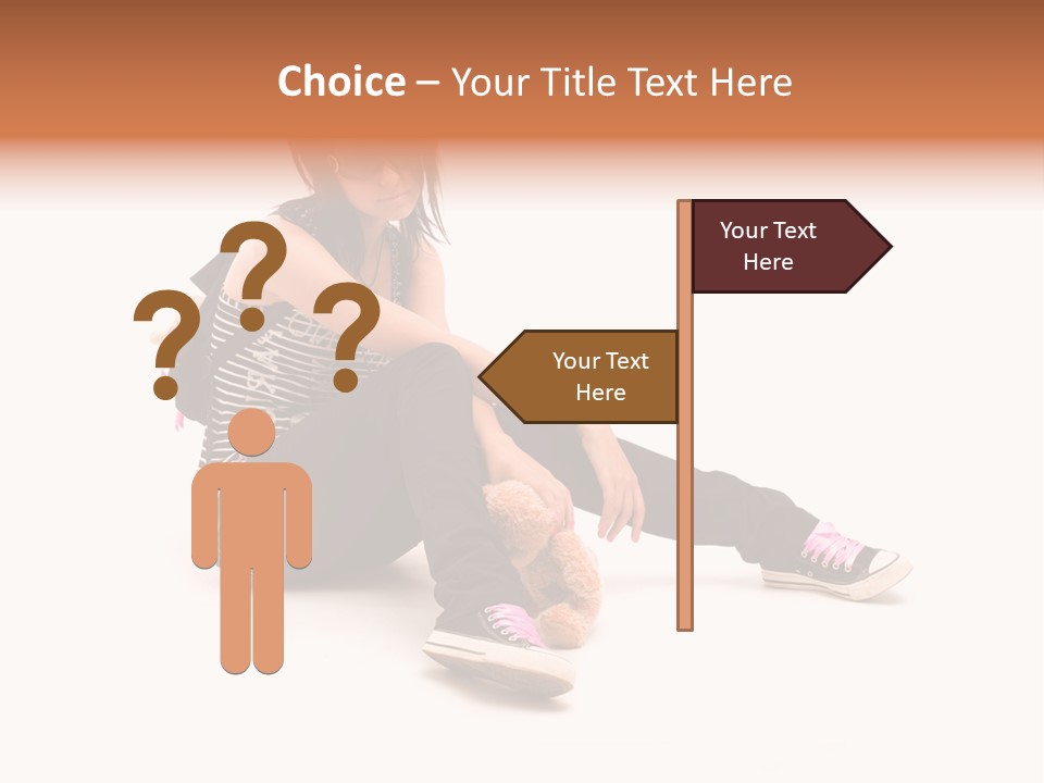 A Woman Sitting On The Floor With A Teddy Bear PowerPoint Template