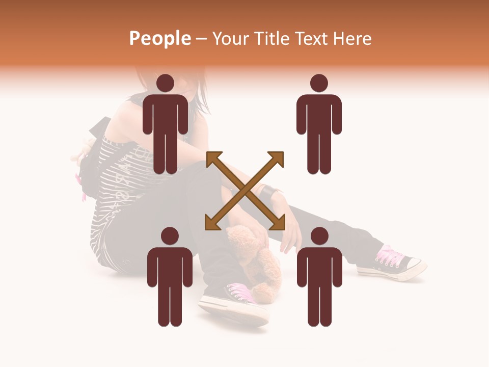 A Woman Sitting On The Floor With A Teddy Bear PowerPoint Template