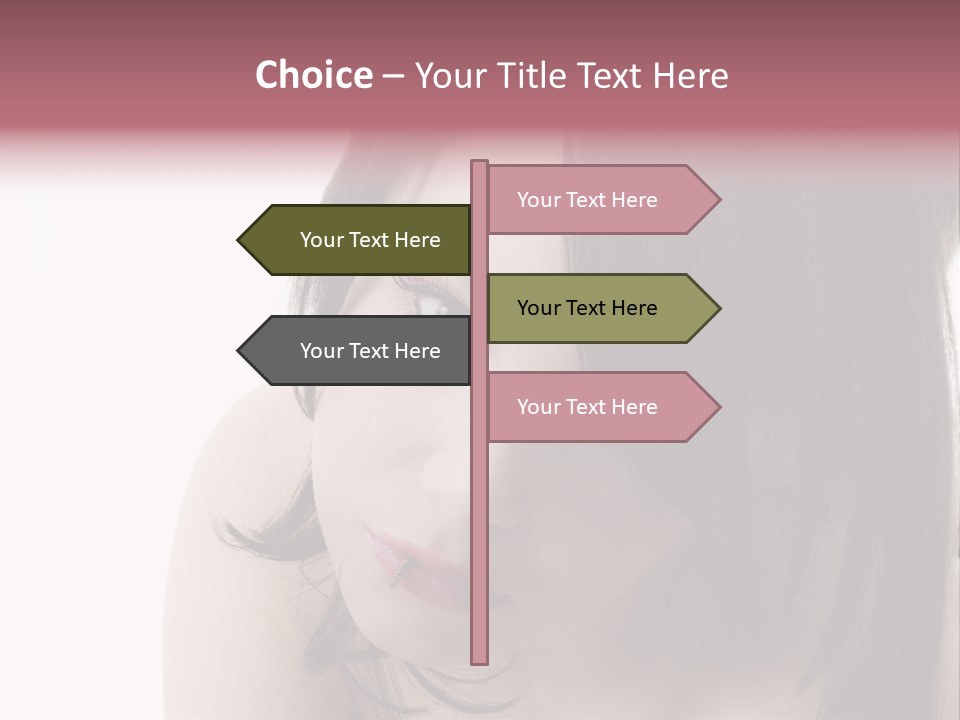 A Woman With Black Hair And Pink Lipstick PowerPoint Template