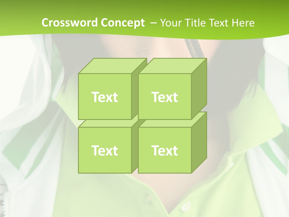 A Woman In A Green Shirt With A Hoodie Over Her Head PowerPoint Template