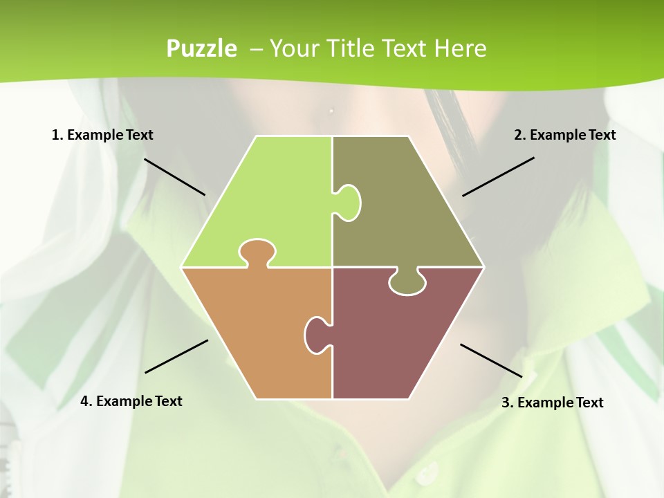 A Woman In A Green Shirt With A Hoodie Over Her Head PowerPoint Template