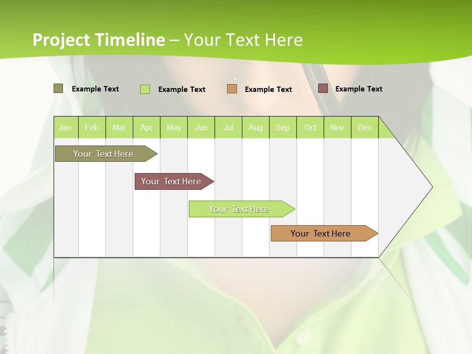 A Woman In A Green Shirt With A Hoodie Over Her Head PowerPoint Template
