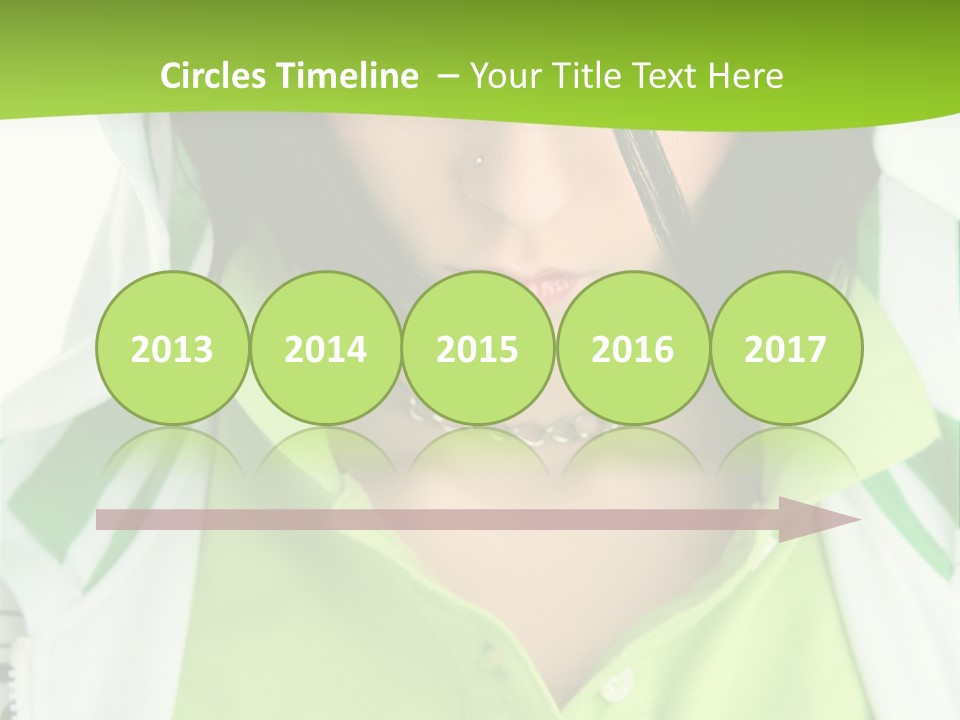 A Woman In A Green Shirt With A Hoodie Over Her Head PowerPoint Template