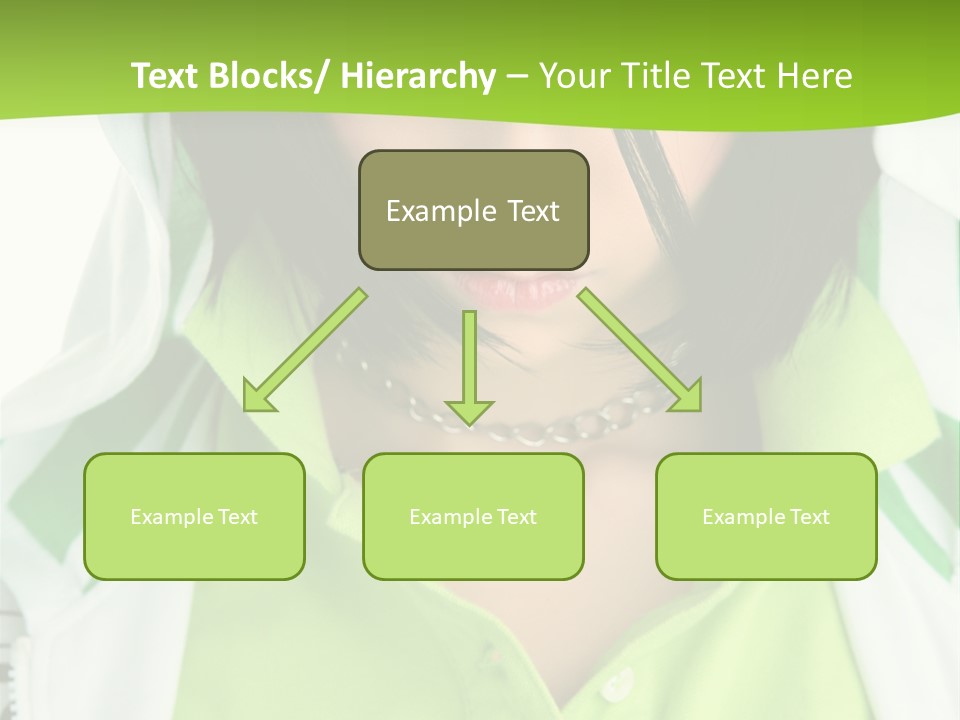 A Woman In A Green Shirt With A Hoodie Over Her Head PowerPoint Template