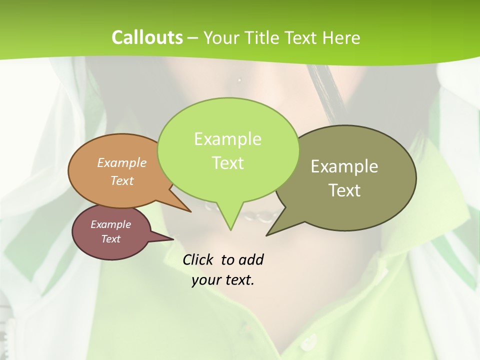 A Woman In A Green Shirt With A Hoodie Over Her Head PowerPoint Template