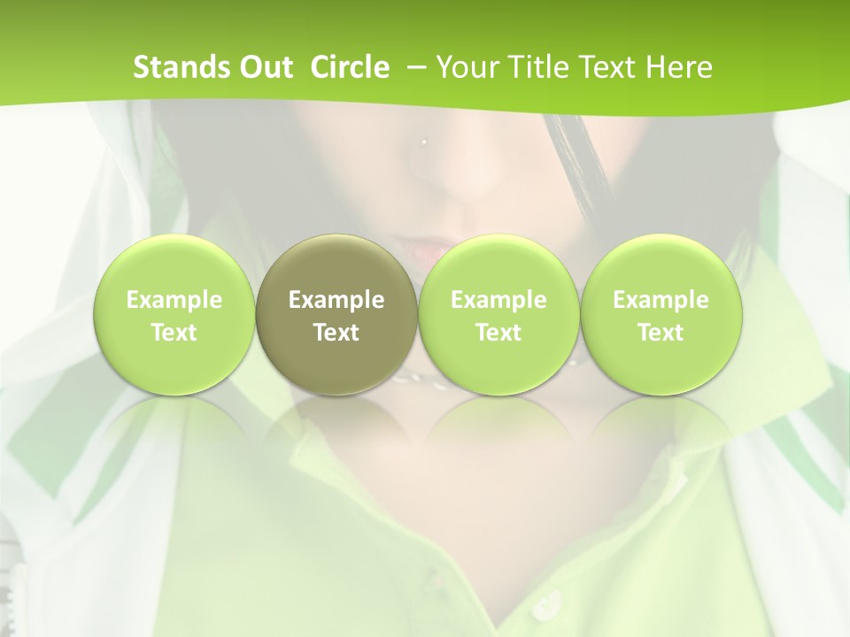 A Woman In A Green Shirt With A Hoodie Over Her Head PowerPoint Template