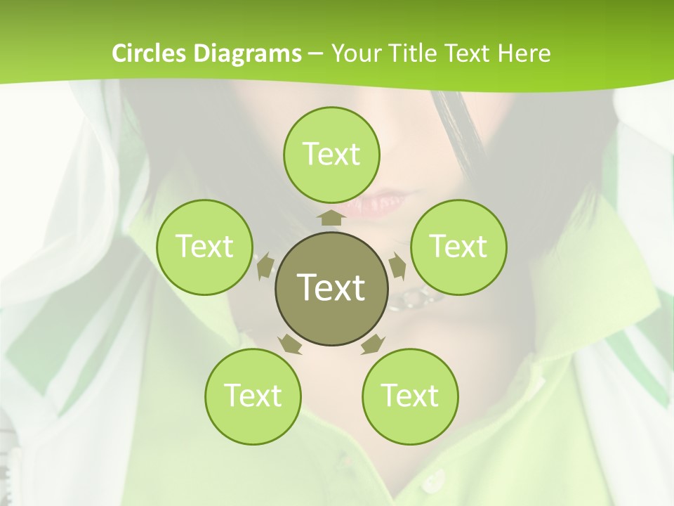 A Woman In A Green Shirt With A Hoodie Over Her Head PowerPoint Template