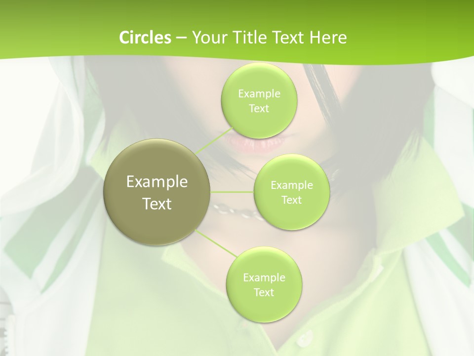 A Woman In A Green Shirt With A Hoodie Over Her Head PowerPoint Template