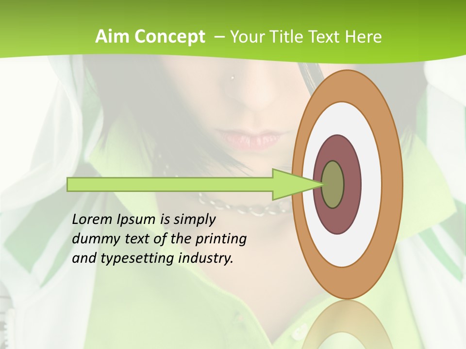 A Woman In A Green Shirt With A Hoodie Over Her Head PowerPoint Template