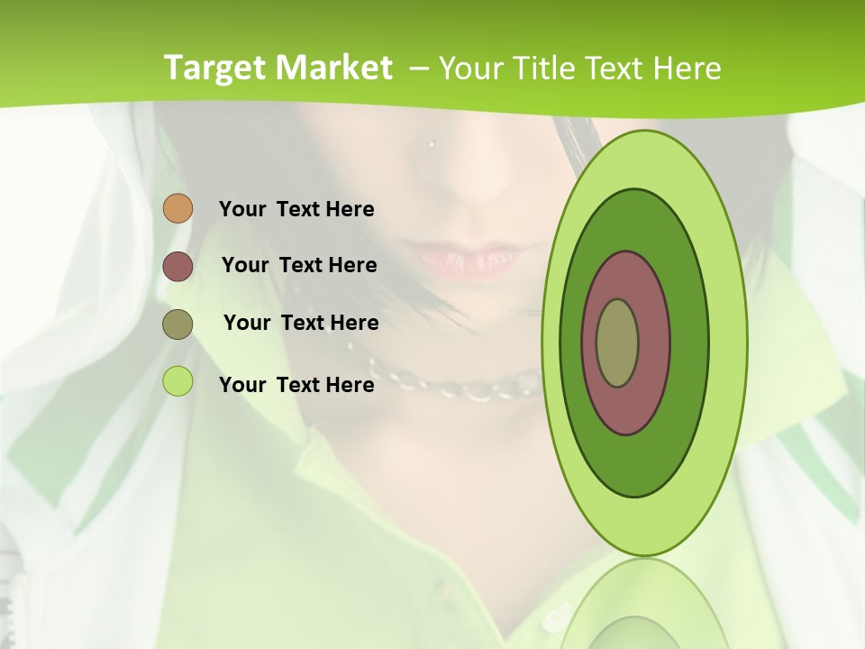 A Woman In A Green Shirt With A Hoodie Over Her Head PowerPoint Template