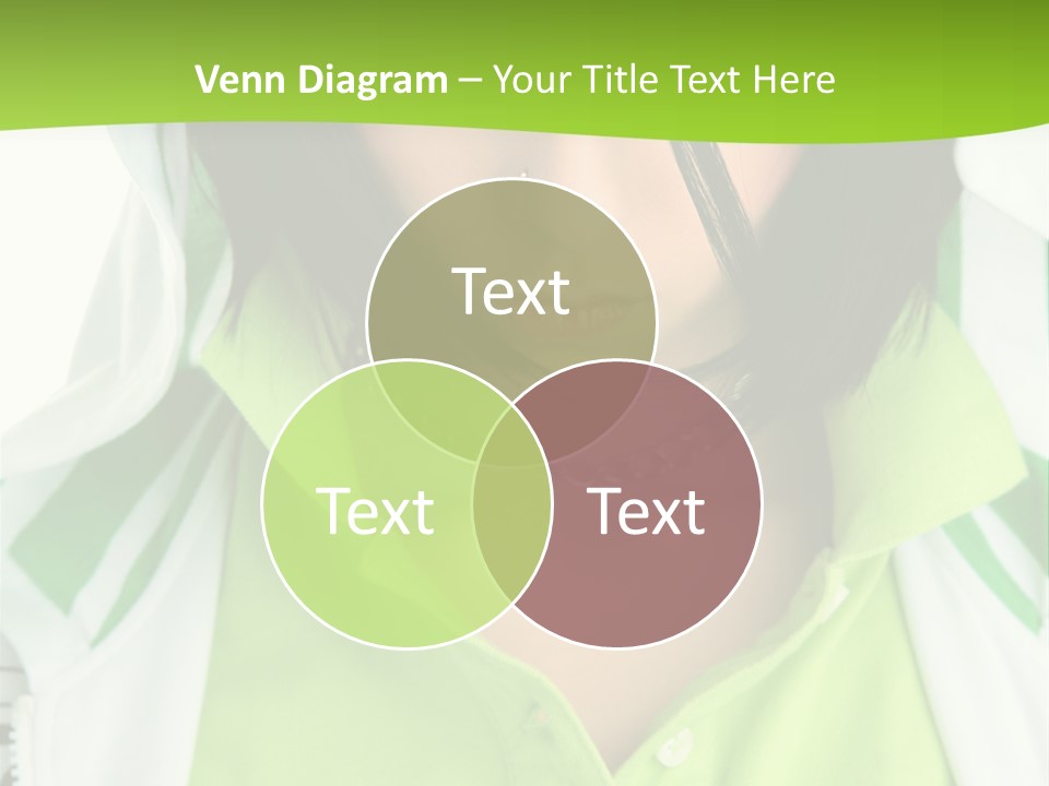 A Woman In A Green Shirt With A Hoodie Over Her Head PowerPoint Template