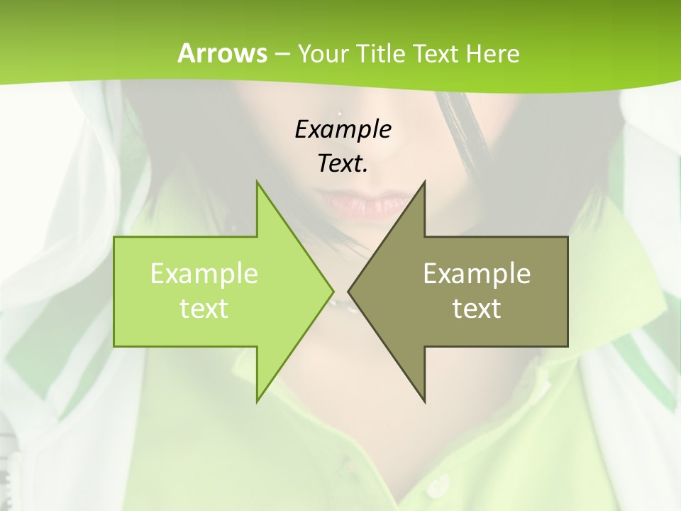 A Woman In A Green Shirt With A Hoodie Over Her Head PowerPoint Template