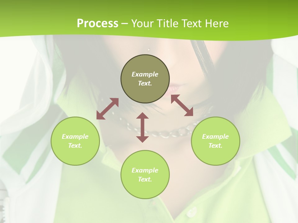 A Woman In A Green Shirt With A Hoodie Over Her Head PowerPoint Template