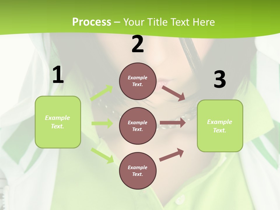 A Woman In A Green Shirt With A Hoodie Over Her Head PowerPoint Template