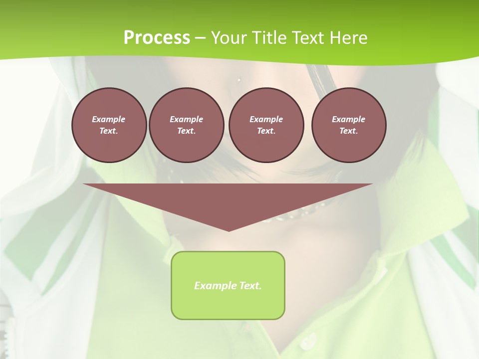 A Woman In A Green Shirt With A Hoodie Over Her Head PowerPoint Template