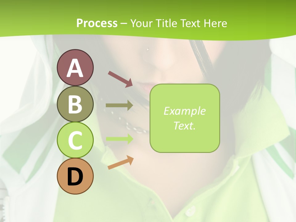A Woman In A Green Shirt With A Hoodie Over Her Head PowerPoint Template