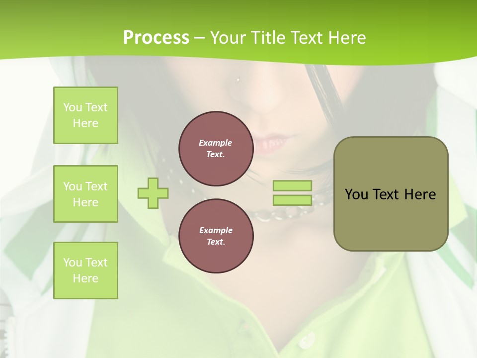 A Woman In A Green Shirt With A Hoodie Over Her Head PowerPoint Template