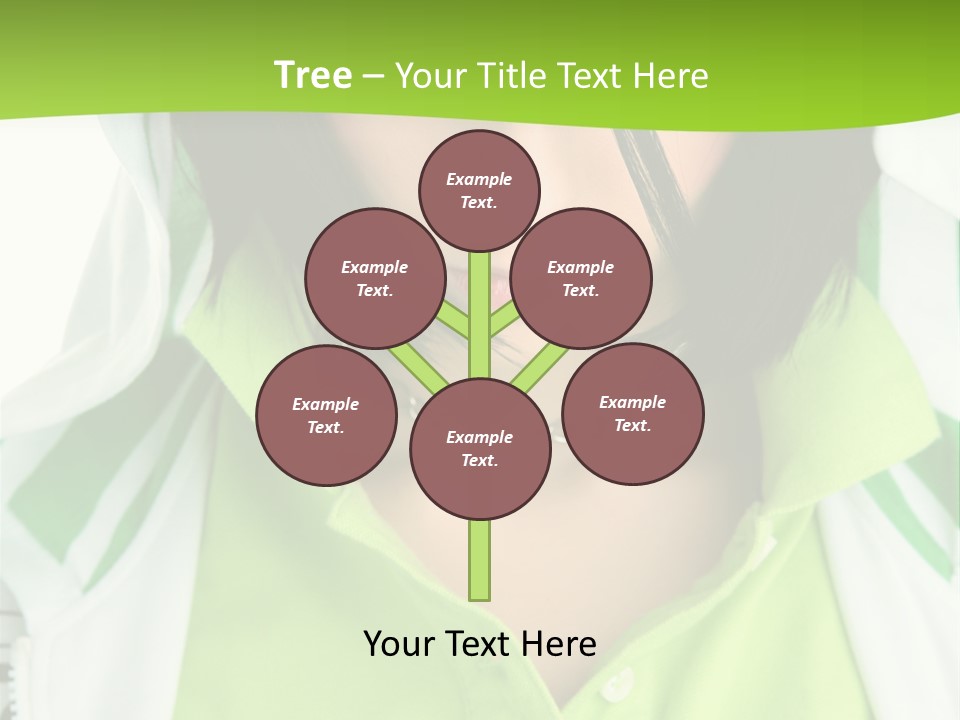 A Woman In A Green Shirt With A Hoodie Over Her Head PowerPoint Template