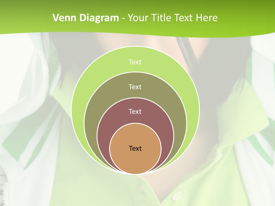 A Woman In A Green Shirt With A Hoodie Over Her Head PowerPoint Template