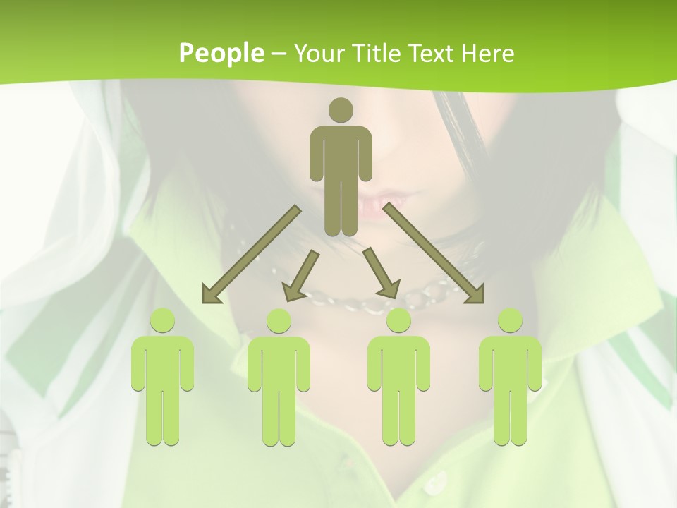 A Woman In A Green Shirt With A Hoodie Over Her Head PowerPoint Template