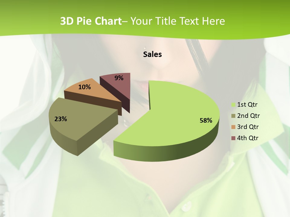 A Woman In A Green Shirt With A Hoodie Over Her Head PowerPoint Template