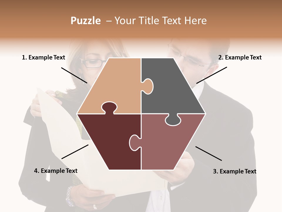 A Man And Woman Looking At A Piece Of Paper PowerPoint Template