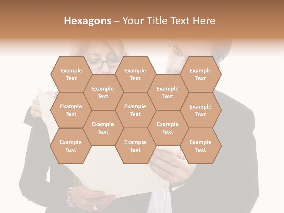 A Man And Woman Looking At A Piece Of Paper PowerPoint Template