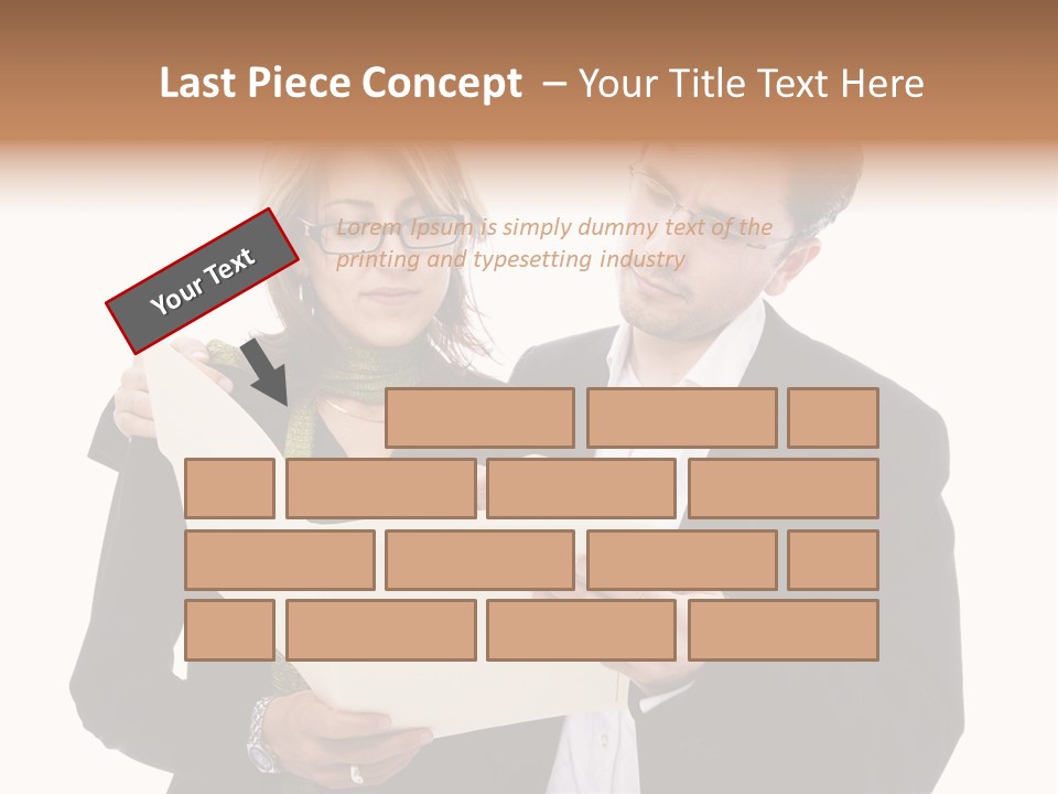 A Man And Woman Looking At A Piece Of Paper PowerPoint Template