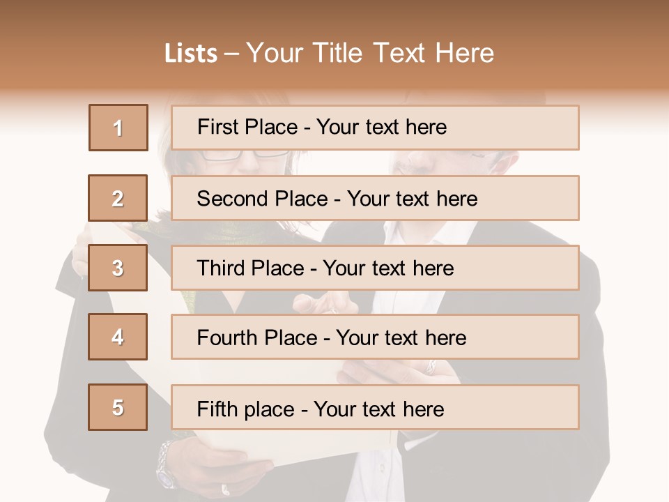 A Man And Woman Looking At A Piece Of Paper PowerPoint Template