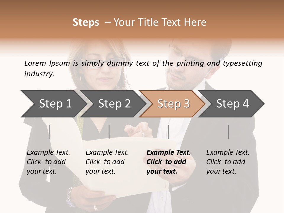 A Man And Woman Looking At A Piece Of Paper PowerPoint Template