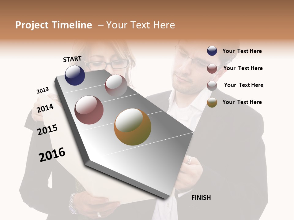 A Man And Woman Looking At A Piece Of Paper PowerPoint Template