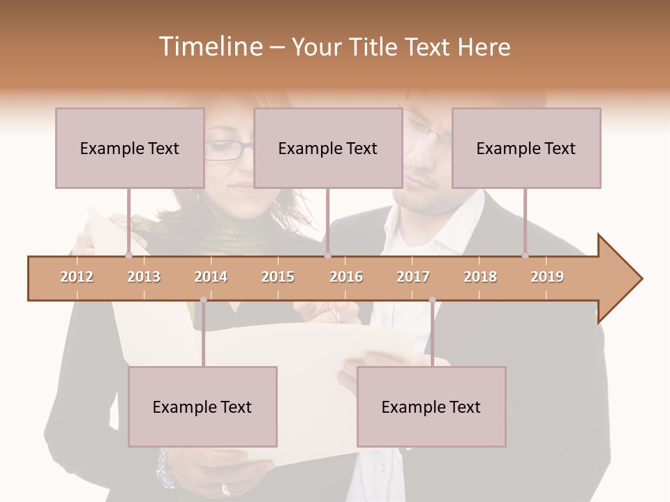 A Man And Woman Looking At A Piece Of Paper PowerPoint Template